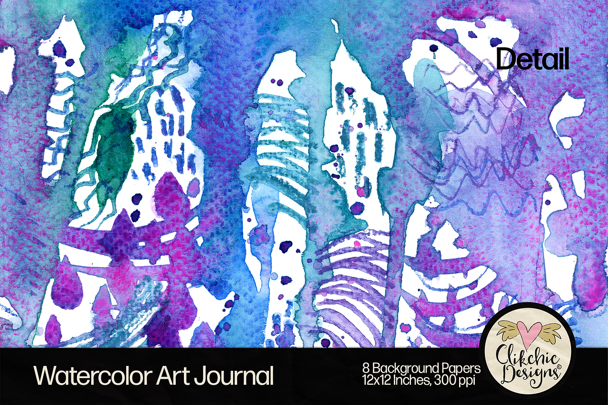 Watercolor Art Journal Backgrounds, a Texture Graphic by Clikchic Designs (Photo 3 of 10)