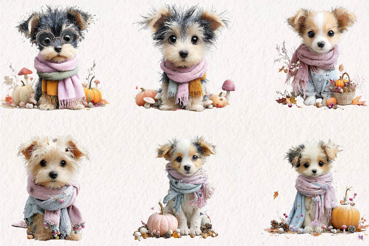 Cute Whimsical Watercolor Fall Dog, a Seasonal Illustration by CreationArt (Photo 4 of 7)