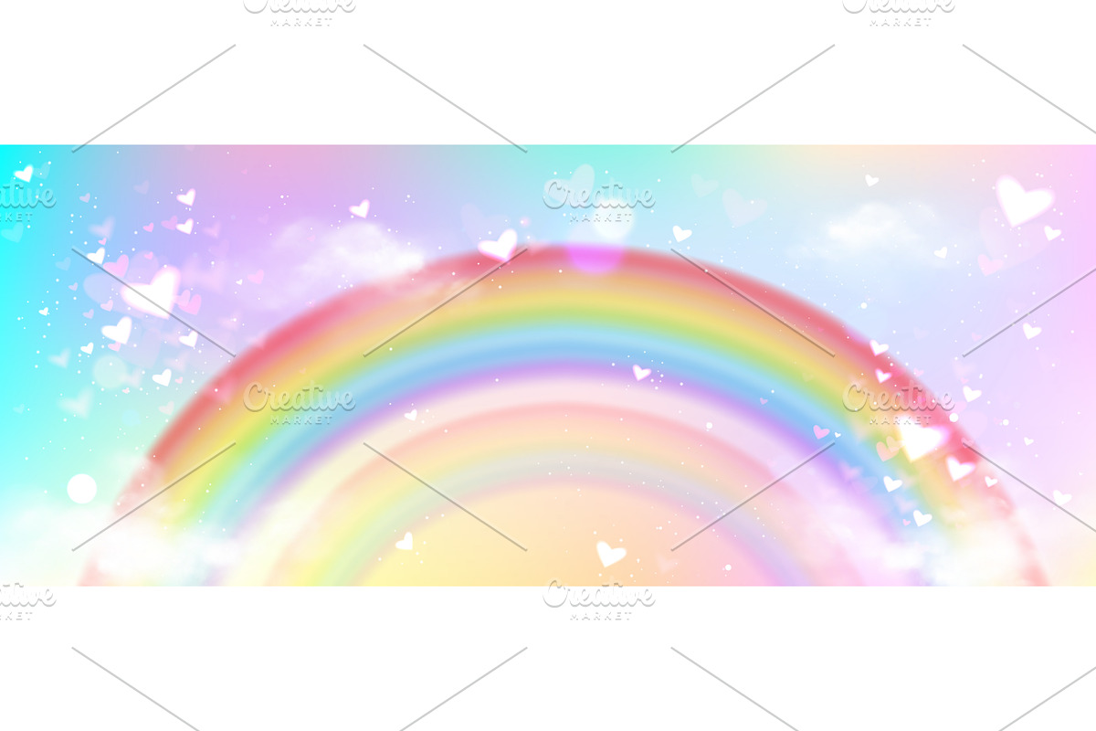 Rainbow arch with heart sparkles, an Illustration by art PVP - market