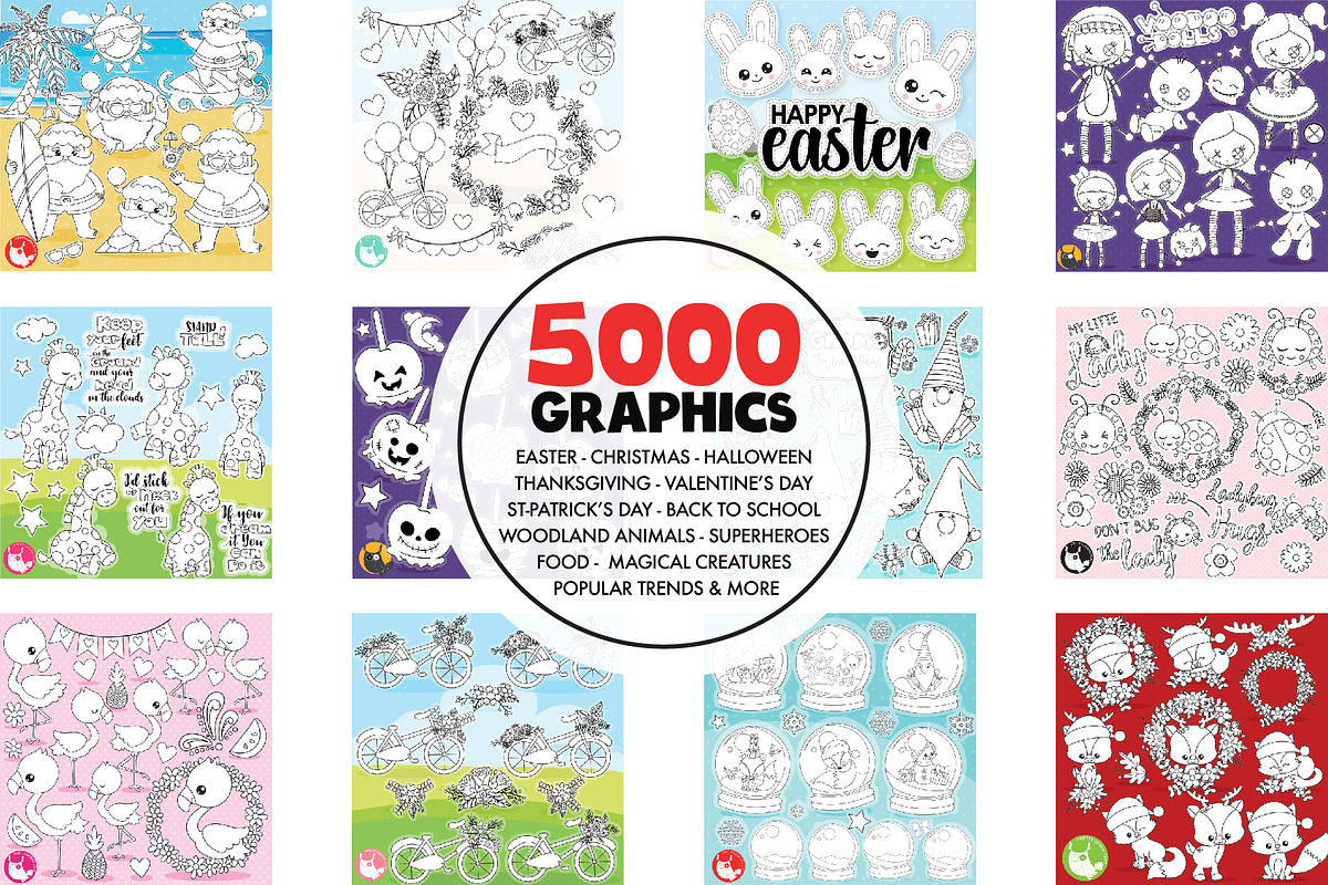 5000 in 1 - Black lines Mega Bundle, an Illustration by PrettyBundles (Photo 2 of 27)