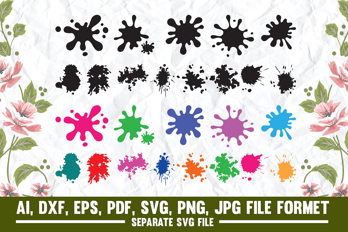 Paint splatter svg, an Object Graphic by VectorArtPrintableDesign
