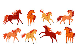 Funny horses. Cartoon cute steeds, an Animal Illustration by YummyBuum
