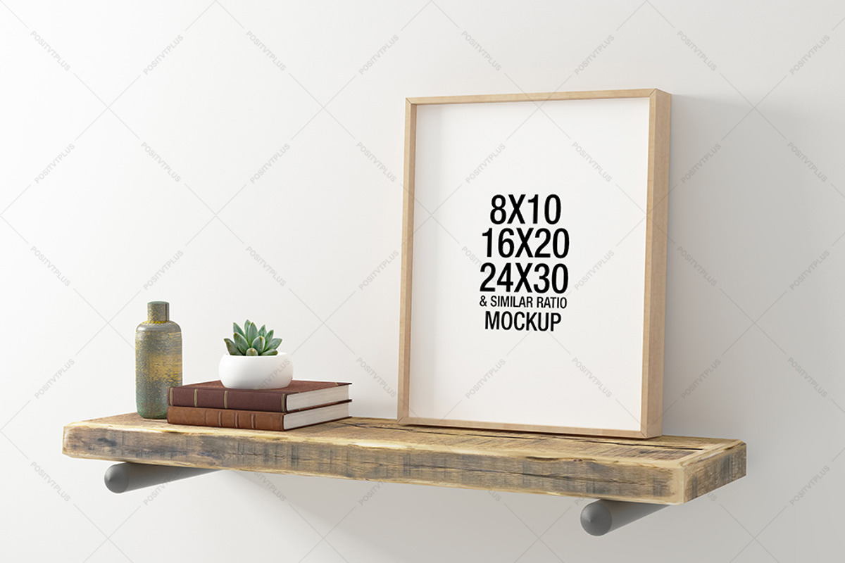 Frame Mockup hang on Floating Shelve, a Print Template by positvtplus (Photo 1 of 2)