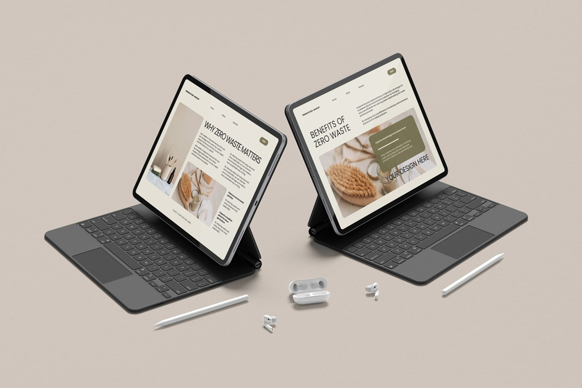 Realistic iPad With Keyboard Mockup, an iPad Mockup by Graphic Deal (Photo 7 of 8)