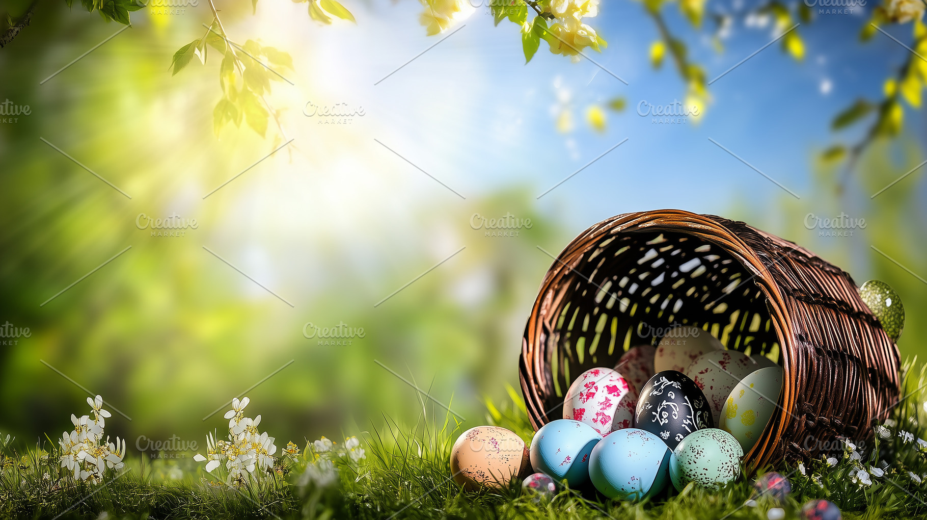 Easter card. Colorful eggs tumble, a Health & Medical Photo by Imaginarium