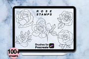 100 procreate rose stamps, a Brush Add-On by Arts For Peace (Thumbnail 5 of 8)