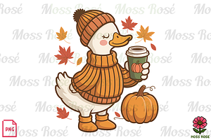 Cozy Fall Duck with Pumpkin Design, a Graphic by Moss Rose