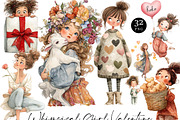 Whimsical Girl Valentine Clipart, a Person Illustration by Design Scotch (Thumbnail 1 of 8)