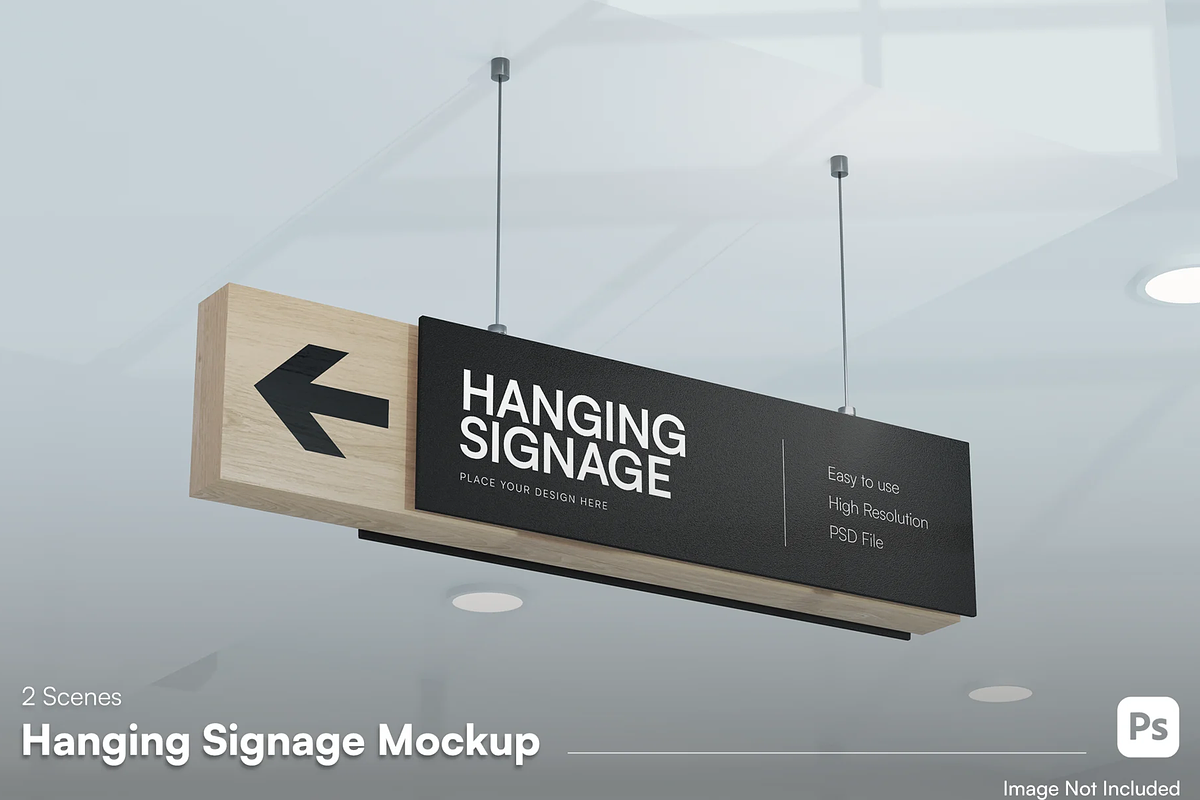 Hanging Sign Mockup - Metal Frame, an Advertising Mockup by graphicsauce (Photo 2 of 4)