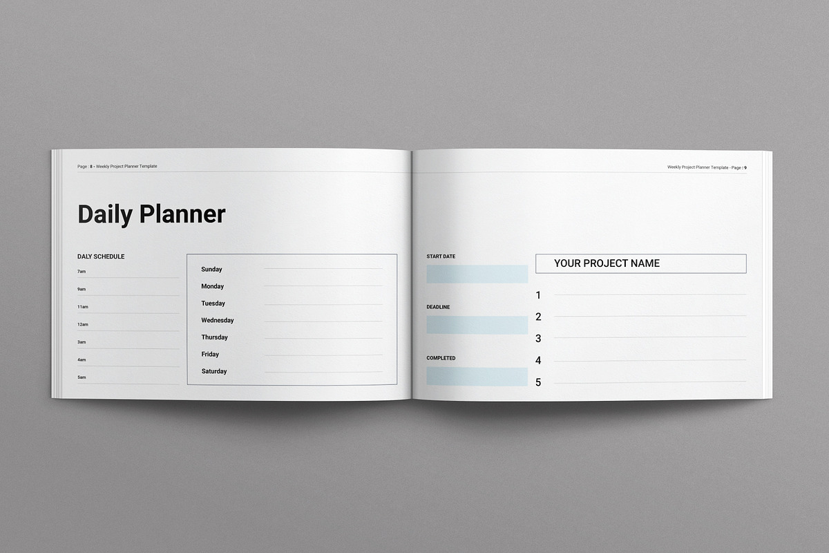 Weekly Project Planner Landscape, a Brochure Template by E-Type (Photo 4 of 7)