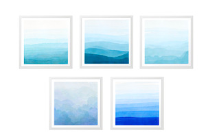 Blue Watercolor Ombr Backgrounds