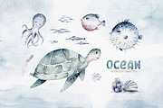 Ocean watercolor set, an Animal Illustration by Peace ART (Thumbnail 4 of 12)