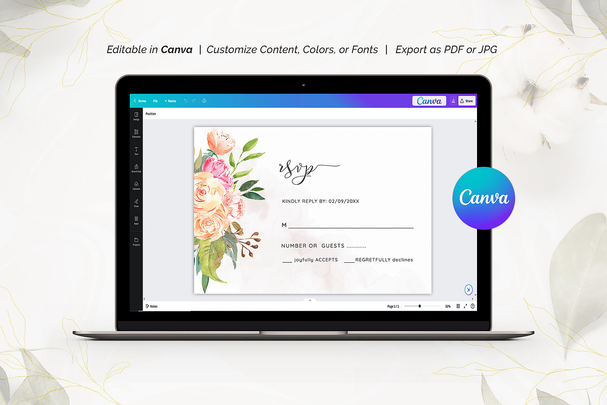 Wedding RSVP Card Canva Template, a Stationery Template by ShineOnWedding (Photo 6 of 8)
