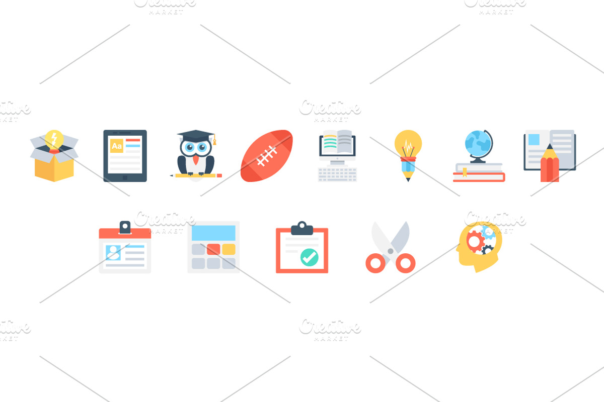205 Flat Education Icons, an Icon by Vectors Market