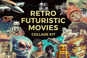 Retro Futuristic Movies Collage Kit