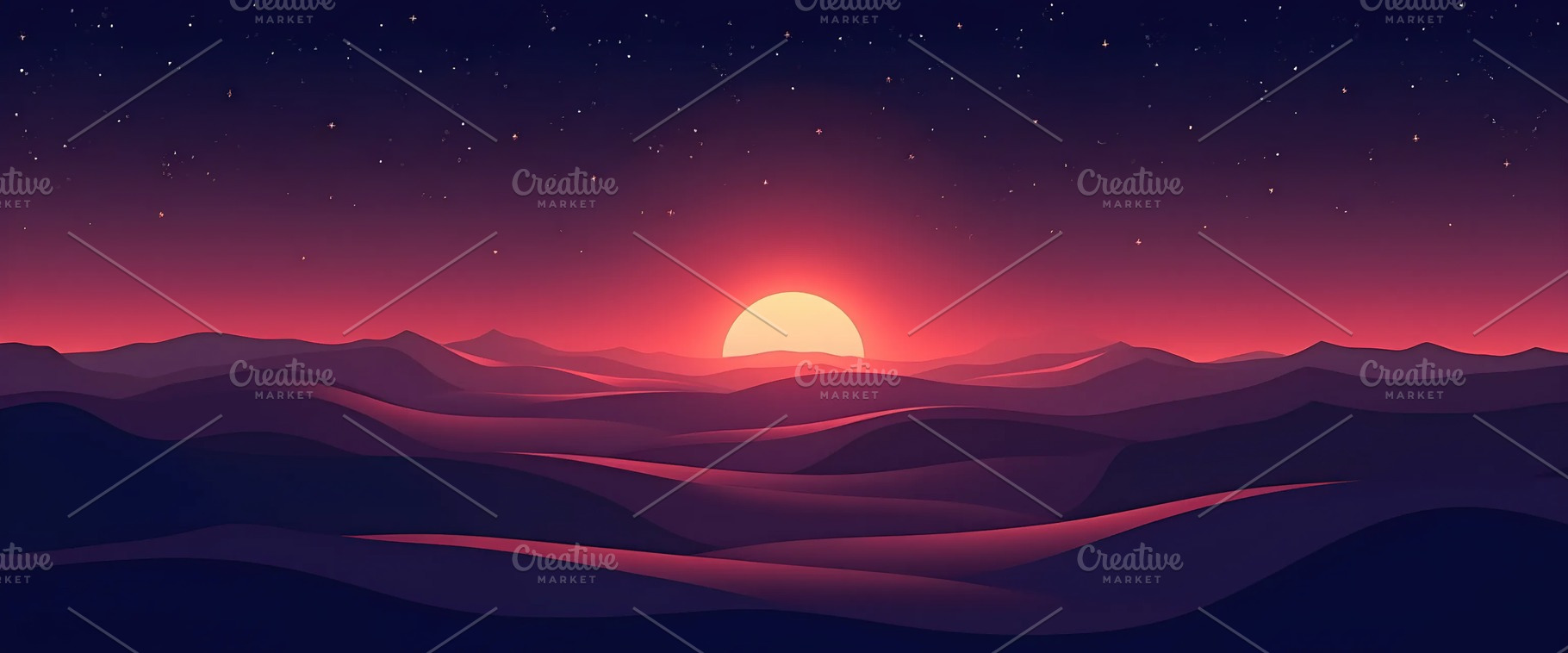 Sunset Over Ocean Flat Vector Backgr, a Photo by LOGOCREATIVE