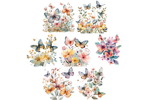 Watercolor Spring Butterflies