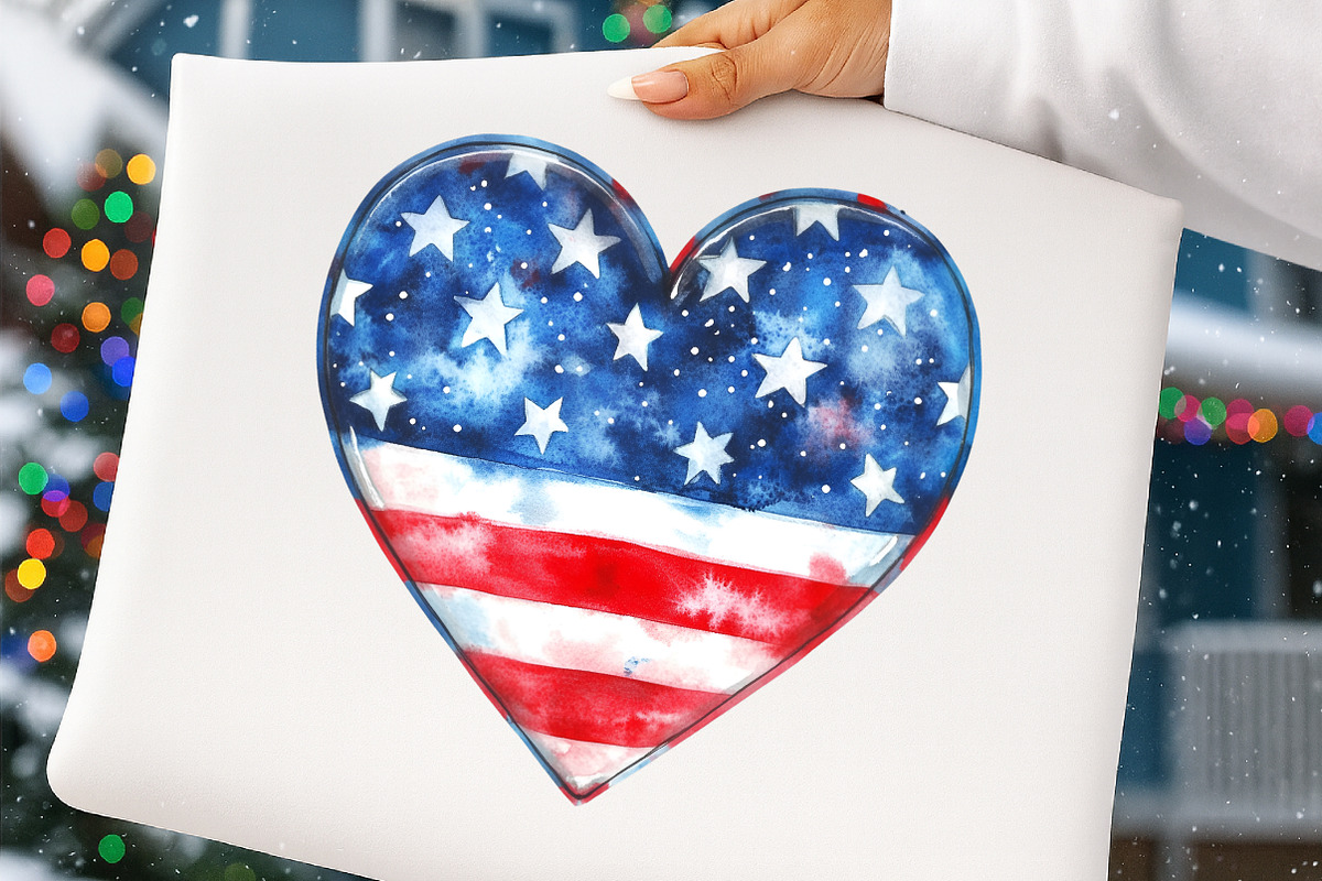 Watercolor Patriotic Hearts Clipart, an Illustration by Digital Artistic99 (Photo 7 of 9)