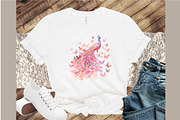 Pink Peacocks Garden Clipart, an Illustration by Sublimation Artist (Thumbnail 4 of 6)