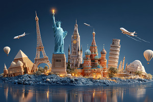 World Landmarks Travel Island Airpla, a Photo by Pixeness Studio