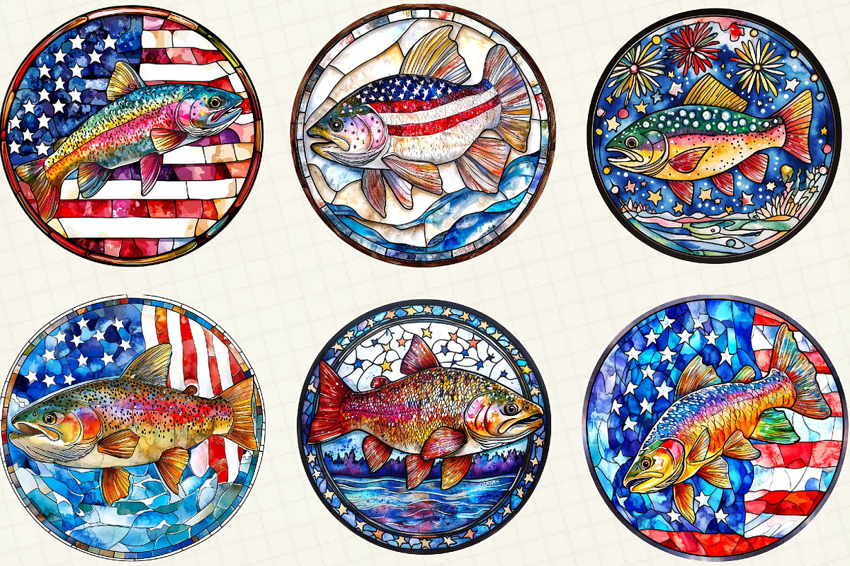 Stained Glass Patriotic Rainbow, an Illustration by OK Design (Photo 3 of 5)
