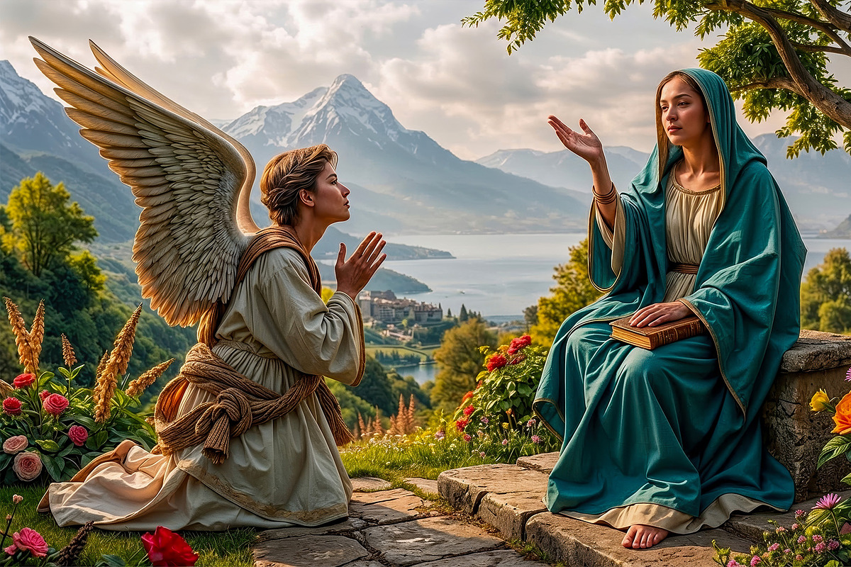 Celestial Angelic Annunciation, a Person Illustration by StockVerse Creative (Photo 3 of 4)