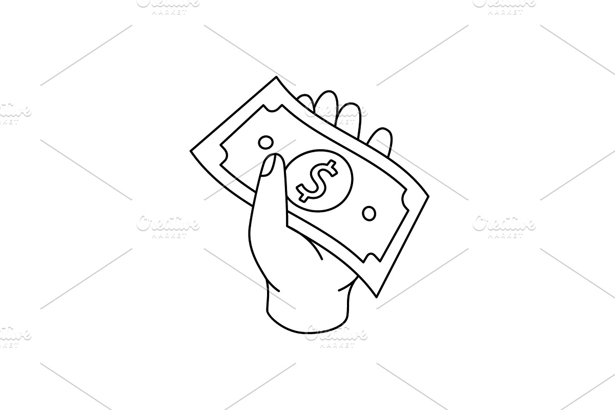 A hand holding a dollar sign outline, an Object Illustration by GraphiShop