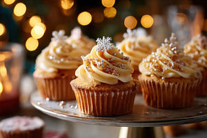 Colorful sweet cupcakes with frosting for birthday party, a Food & Drink Photo by AlyaAnd