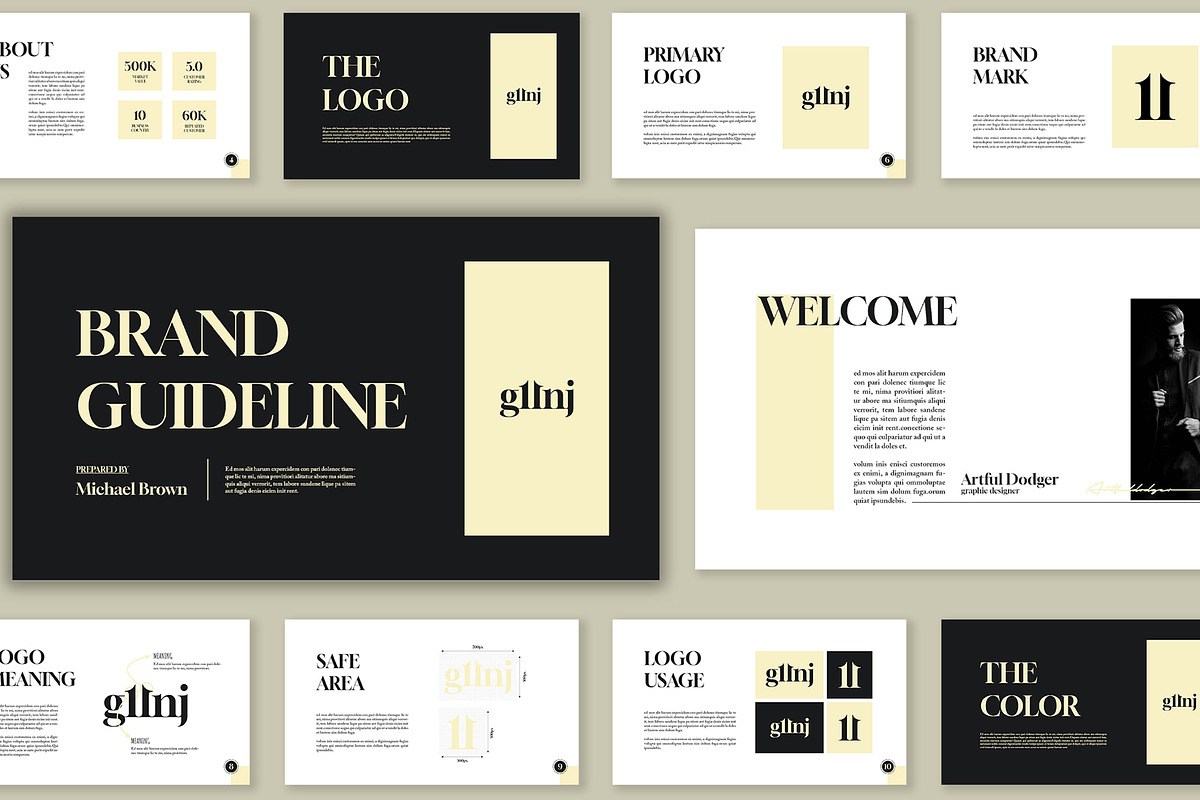 Brand Guideline With Gold Accent, a Presentation Template by Mighty-Slide (Photo 1 of 6)