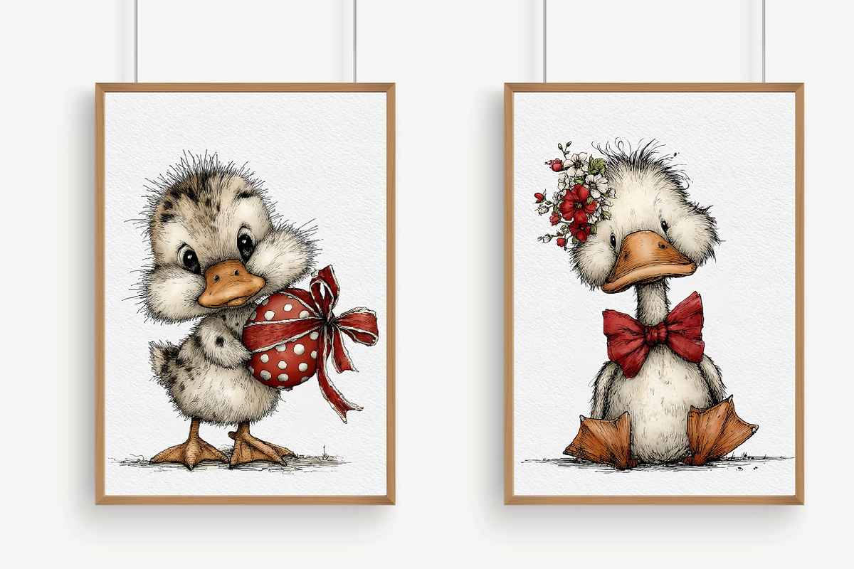 Easter Duck Whimsical Clipart, an Illustration by Libby Wishes (Photo 3 of 7)