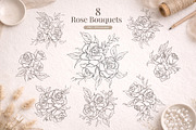 Elegant Rose Line Art Elements, a Decorative Illustration by Papatongartist (Thumbnail 6 of 11)