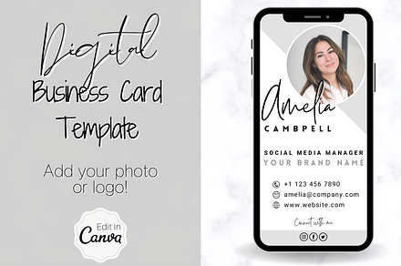 Digital Business Card Template, a Business Card Template by Templatables
