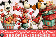 Whimsical Dogs Valentine's Day Clipa, an Illustration by SVGArt (Thumbnail 1 of 8)