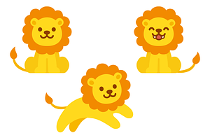 Cute Cartoon Lion Set, an Animal Illustration by Irina Mir