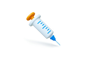 Syringe 3d icon. Medical tool for, an Object Illustration by Valerie Bodnar