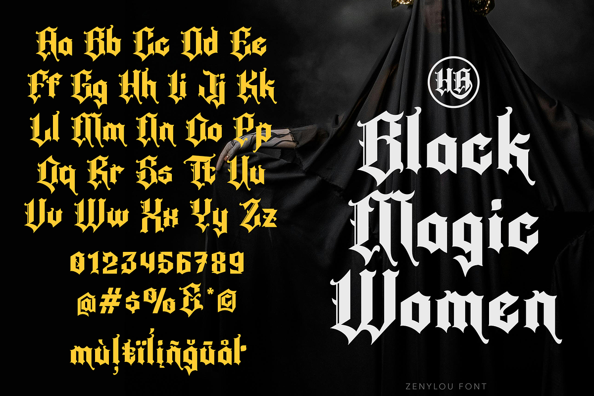 Zenylou Blackletter, a Blackletter Font by madeDeduk (Photo 3 of 10)