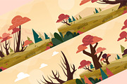 autumn jungle landscape vector set, a Seasonal Illustration by foxndeer (Thumbnail 2 of 4)