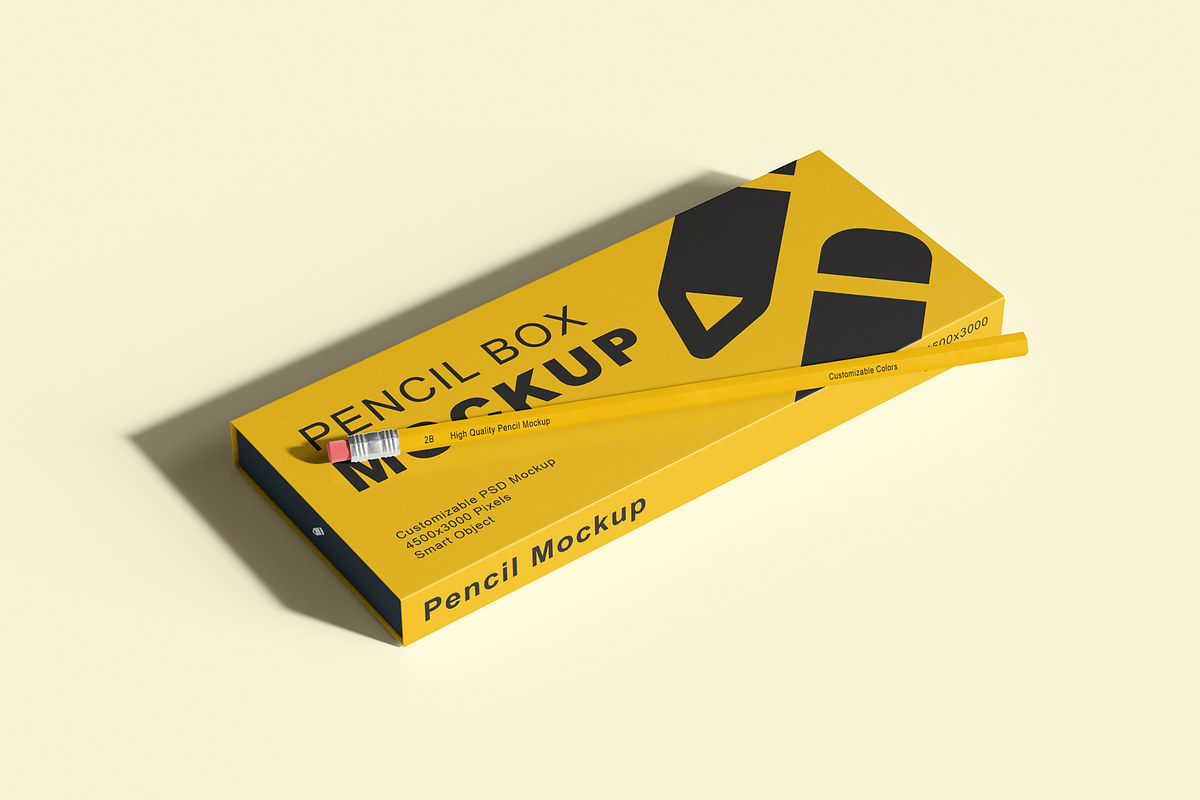 Pencil Box Stationery Packaging Mock, a Pens & Pencil Mockup by DSNA Mockup (Photo 2 of 5)