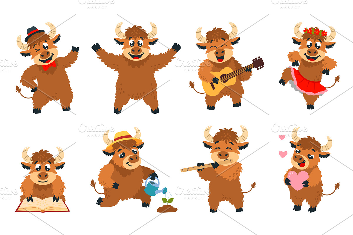 Funny cartoon yak. Isolated yak, an Animal Illustration by LadadikArt