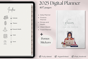 2025 Digital Planner, a Stationery Template by Rekas Diamond Studio