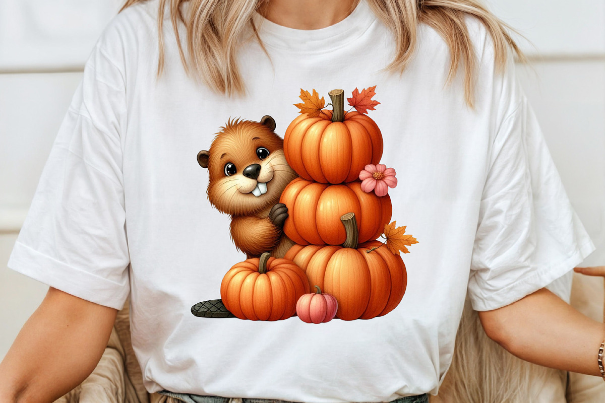 Watercolor Autumn Cute Beaver, an Illustration by Pixels.Craft (Photo 4 of 7)
