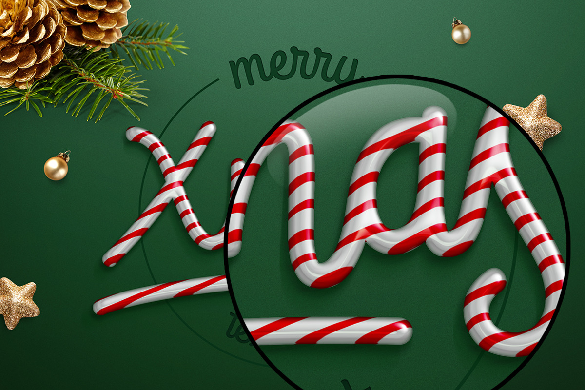 Christmas Candy Text Effect, a Layer Style Add-On by Evlogiev Studio (Photo 2 of 5)