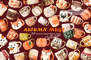 Autumn Mugs Clip Art Collection