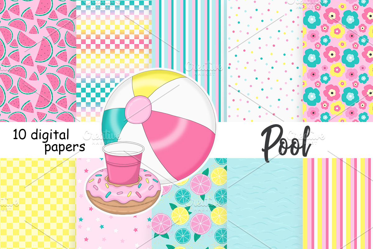 Pool Pattern | Tropical Digital Paper