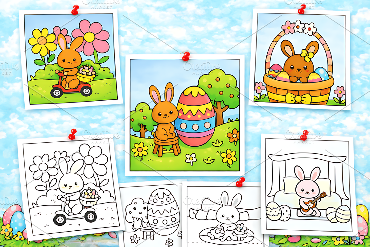 Bold Easy Bunny Easter Coloring Page, a Seasonal Illustration by Ink Gallery (Photo 3 of 3)