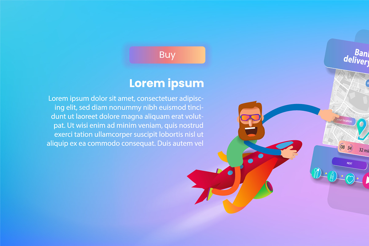 Cartoon man with glasses on a plane, a Templates & Theme by palladadesign