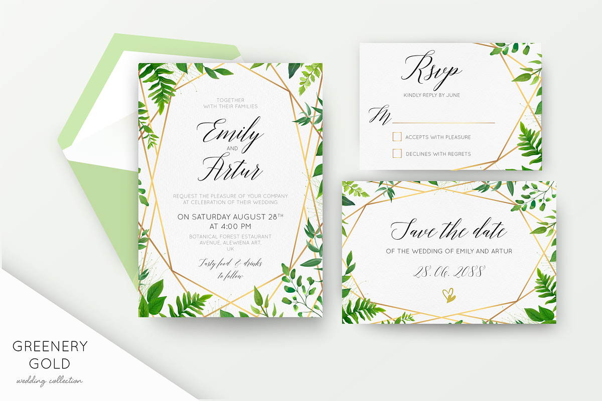 Wedding collection - Greenery gold, an Invitation Template by Alewiena (Photo 1 of 4)
