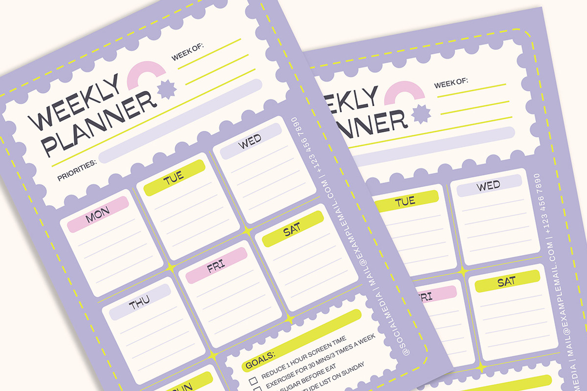 Vertical Weekly Planner Template preview 3