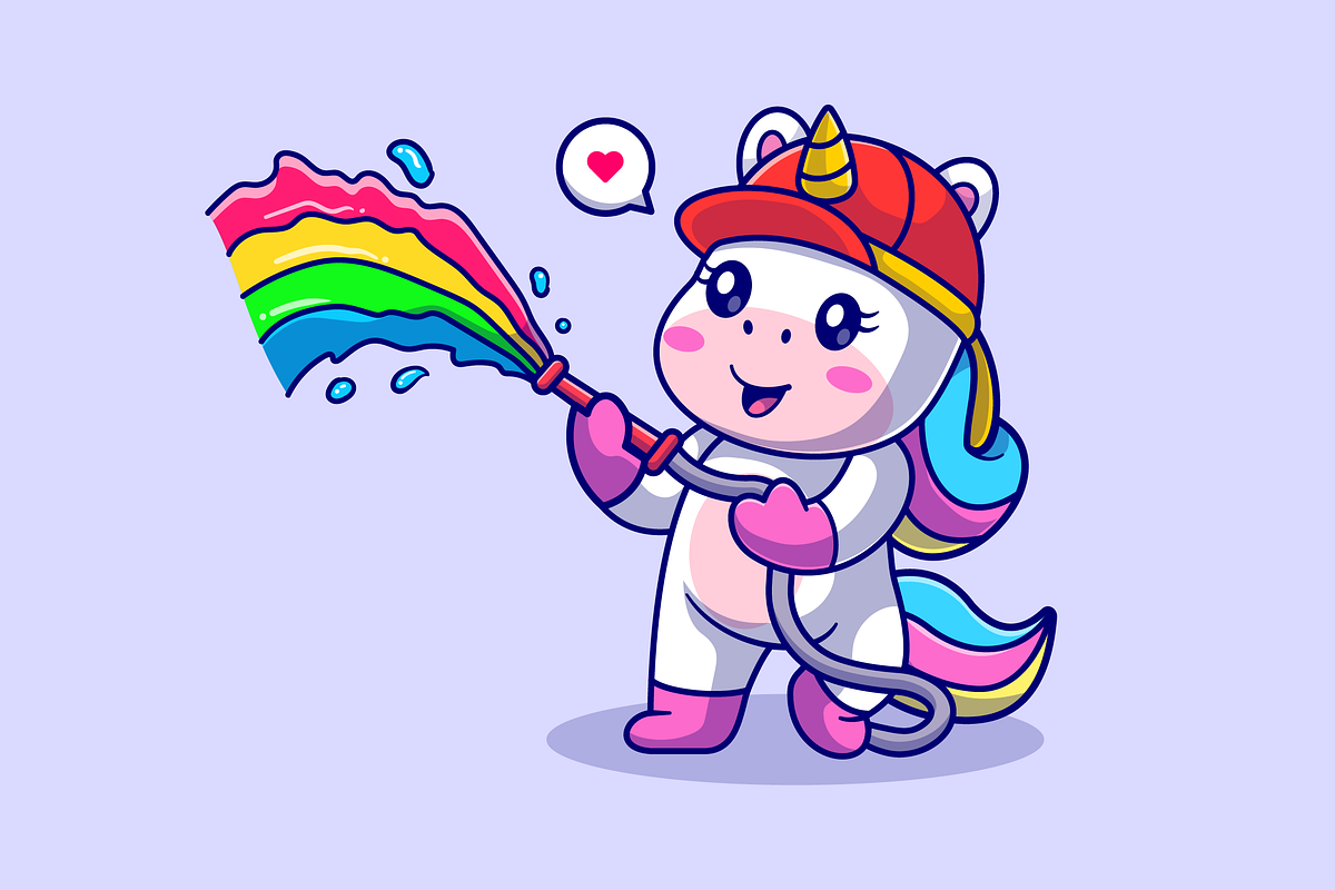 Cute Unicorn Rainbow Firefighter, an Animal Illustration by Catalyst Labs