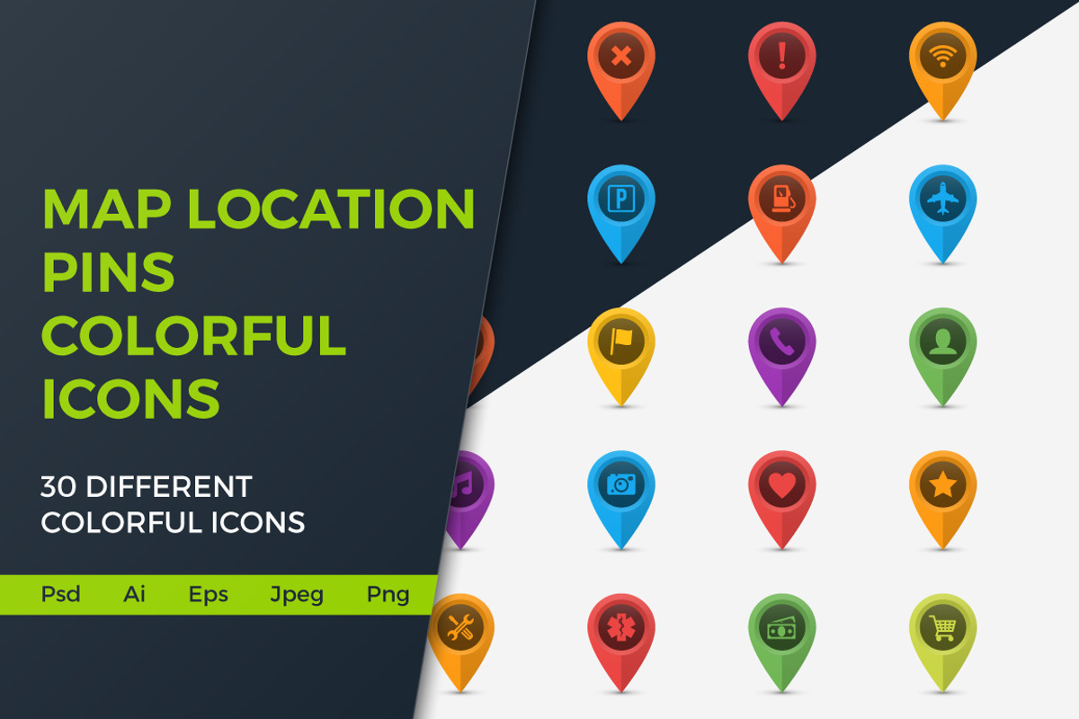 Map Location Pins Colorful Icons, an Icon by Creative Ink (Photo 1 of 4)